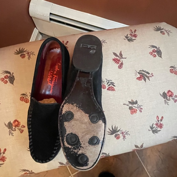 Salvatore Ferragamo Black Suede Calf Loafers sz5 1/2 - Picture 4 of 12